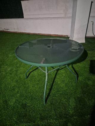 Mesa cristal redonda jardín