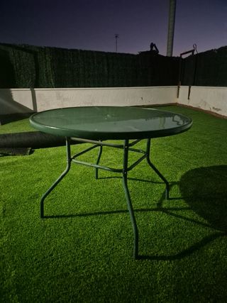 Mesa cristal redonda jardín