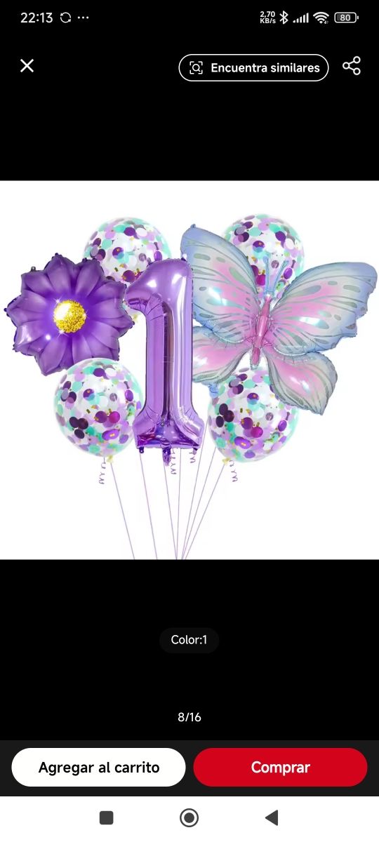 Globos cumpleaños 5 años niña mariposa