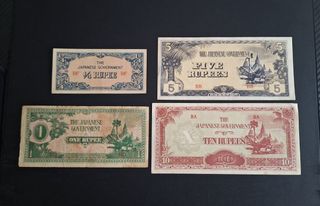 4 Billetes Birmania Ocupación Japonesa