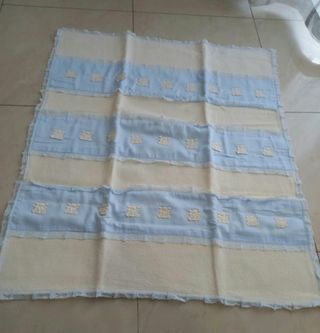 Coperta nascita neonato con pizzo,fatta da sarta 