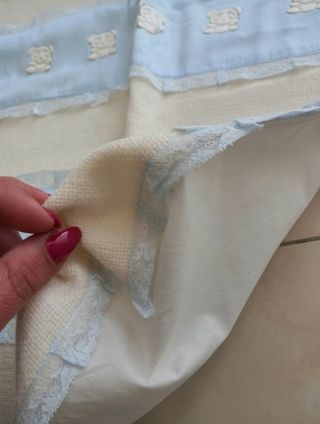 Coperta nascita neonato con pizzo,fatta da sarta 