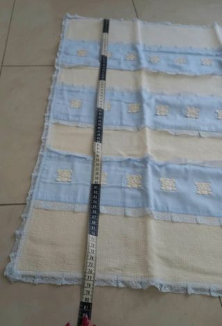 Coperta nascita neonato con pizzo,fatta da sarta 