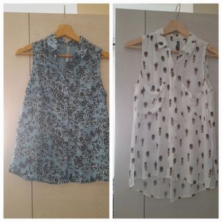2 Camisas Mujer Talla S - Azul y Blanca