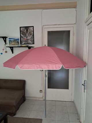 Sombrilla playa rosa 200cm con protección UVA SPF