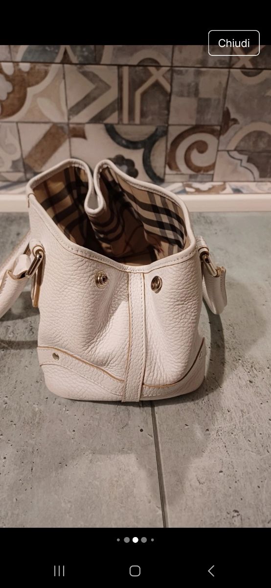 Burberry - Borsetta bianca in pelle