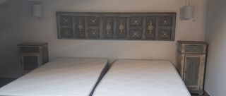 Cabecero cama vintage - azul gris
Pintado a mano
