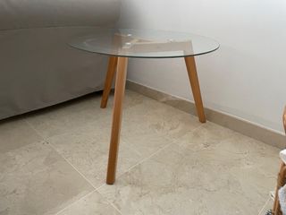Mesa centro cristal madera