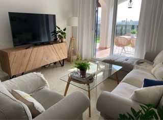 Mesa centro cristal madera
