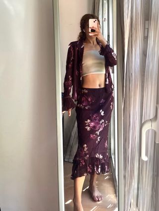 Conjunto floral falda y camisa