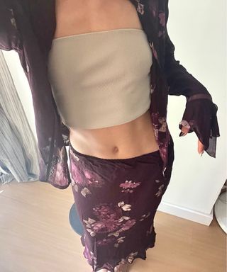 Conjunto floral falda y camisa