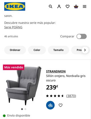 Poltrona Ikea Strandmon - Grigio