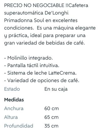 Cafetera DeLonghi Primadonna Soul