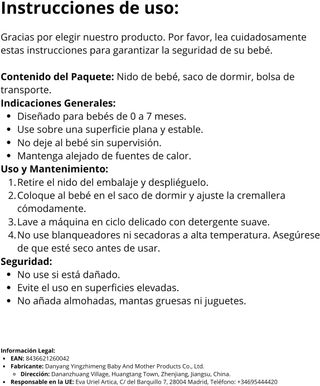 Nido bebé recién nacido + saco