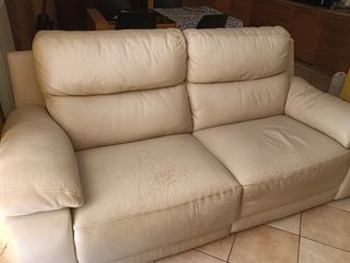 Divano 3 posti pelle beige relax