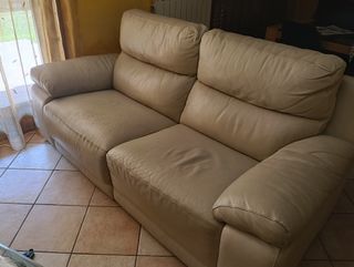 Divano 3 posti pelle beige relax