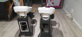 Lavacabezas peluquería: asiento blanco y negro,