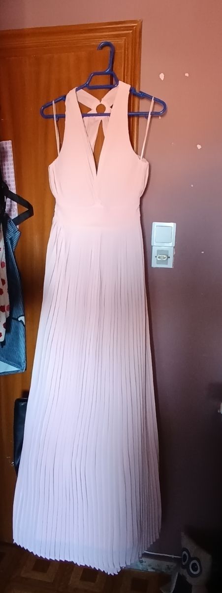 Vestido ceremonia plisado rosa