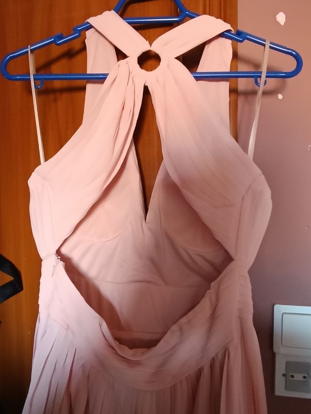 Vestido ceremonia plisado rosa