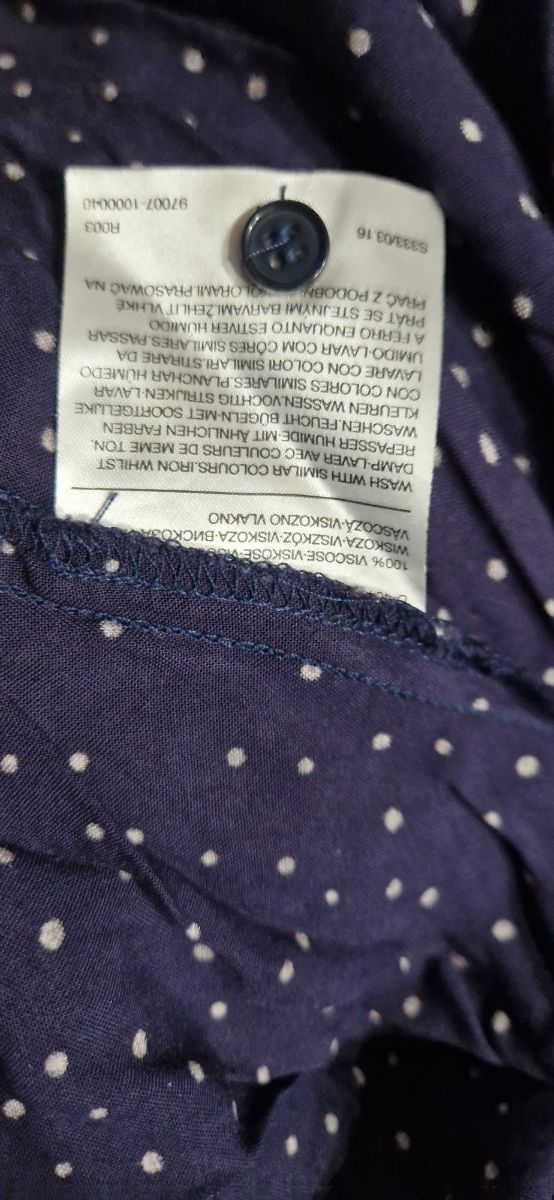 Blusa azul sin mangas - lunares blancos