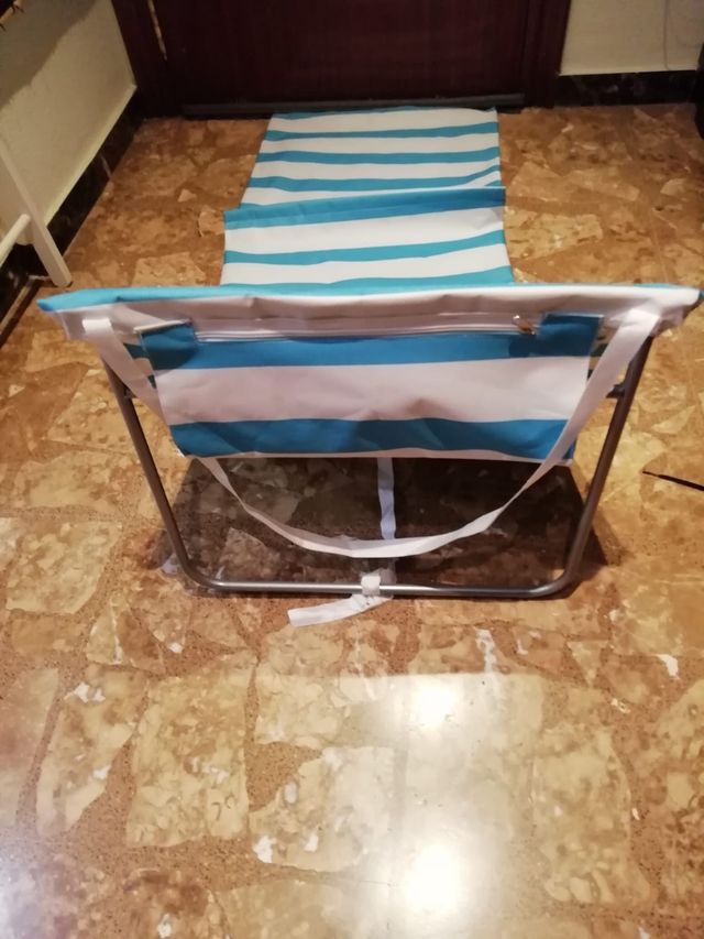 Esterilla playa plegable azul-blanco