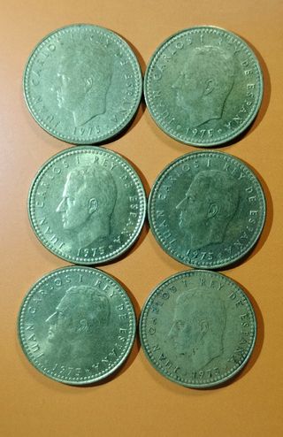 LOTE 6 Monedas España 1975 Carlos I,1 PTA,*19*80