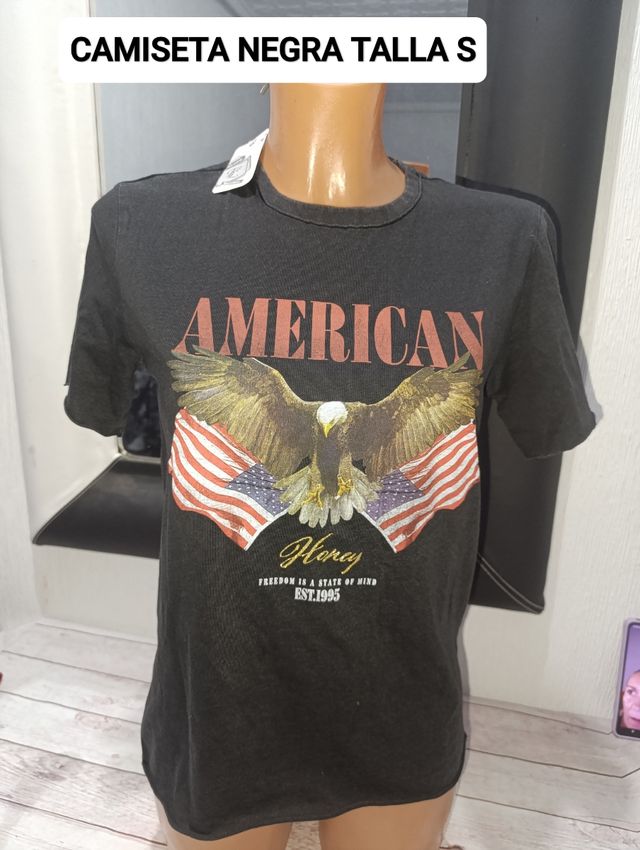 Camiseta negra EEUU talla S
