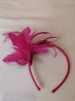 Diademas niña rosa y negro - tocado plumas