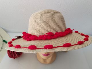 Sombrero playa Oyro - Rojo y Beige
