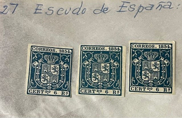 Sellos escudo España 1854 - 6 Rs