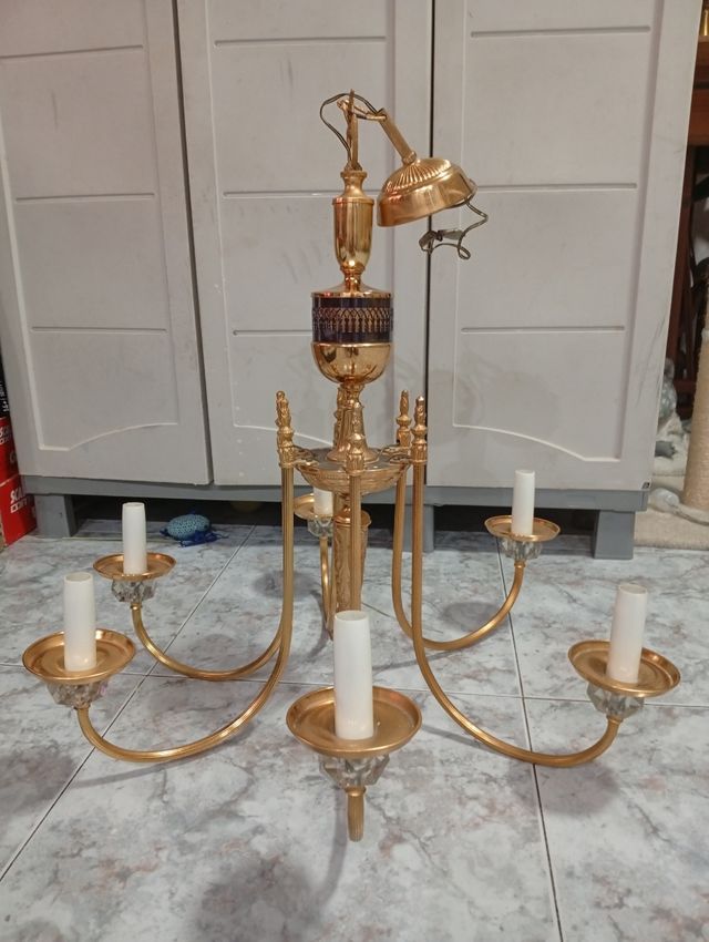 Candelabro antiguo dorado metal