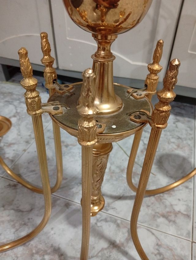 Candelabro antiguo dorado metal