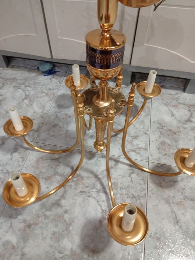 Candelabro antiguo dorado metal