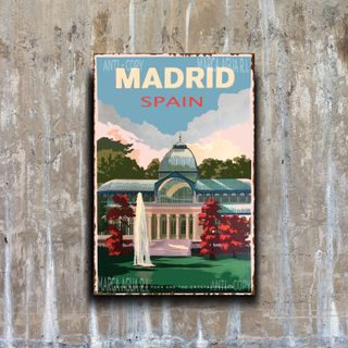 PLACA METALICA MADRID CARTEL RETRO TURISMO METAL