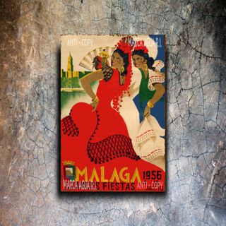 PLACA METALICA MALAGA CARTEL FIESTAS FERIA RETRO 