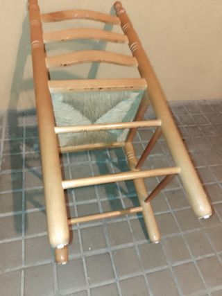 Silla madera mimbre rústica