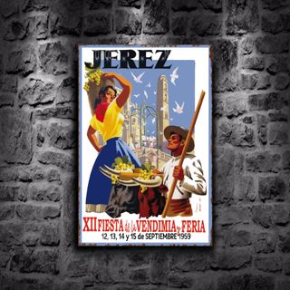 PLACA METALICA JEREZ FERIA FIESTA CARTEL RETRO 
