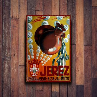 PLACA METALICA JEREZ FERIA FIESTA CARTEL RETRO 