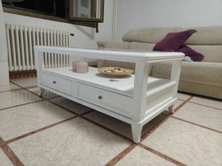 Mesa centro blanca madera-cristal