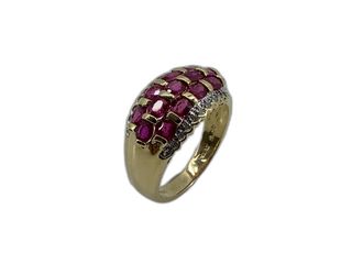 sortija oro 18k con piedra con diamante,rubi t. 16 (17,84 mm)