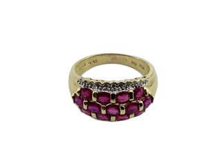 sortija oro 18k con piedra con diamante,rubi t. 16 (17,84 mm)