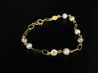 pulsera oro 18k con piedra con circonita