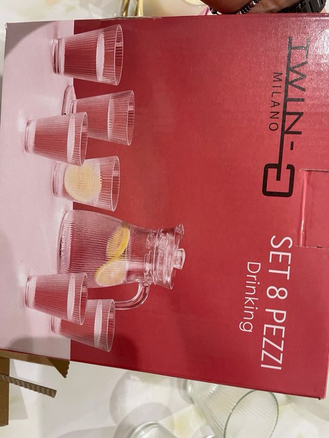 Caraffa acqua + 6 bicchieri vetro