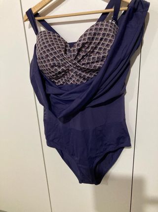 Costume intero blu e bianco