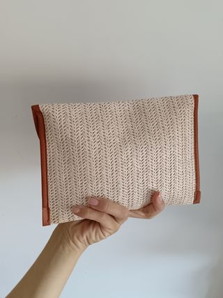 Bolso rafia beige-marrón