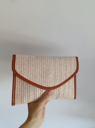 Bolso rafia beige-marrón