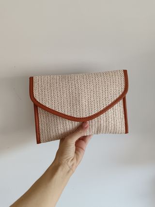Bolso rafia beige-marrón