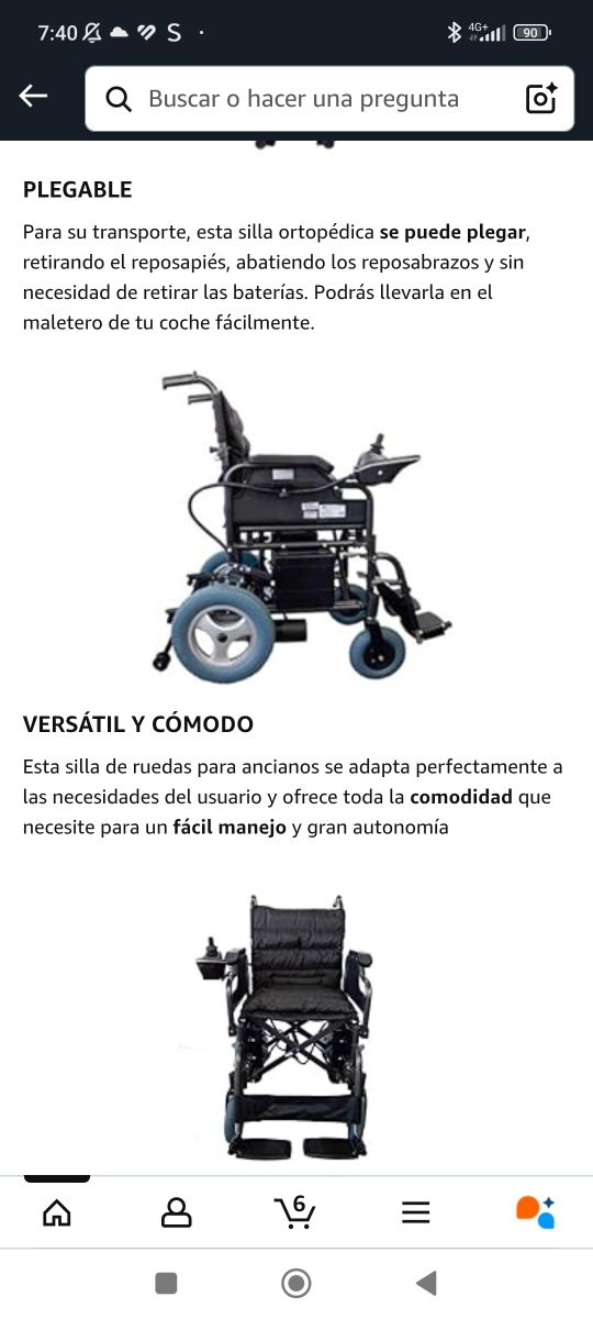 Silla ruedas eléctrica plegable