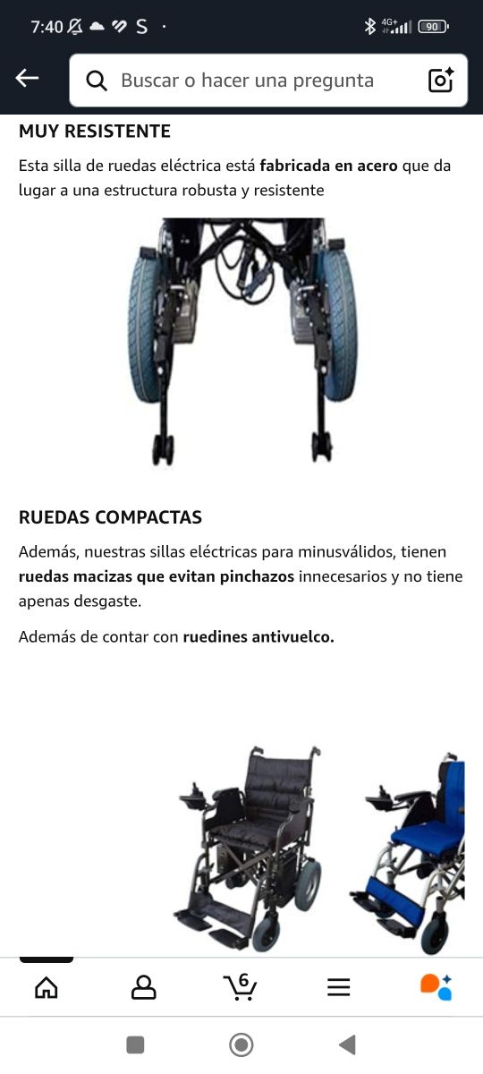 Silla ruedas eléctrica plegable