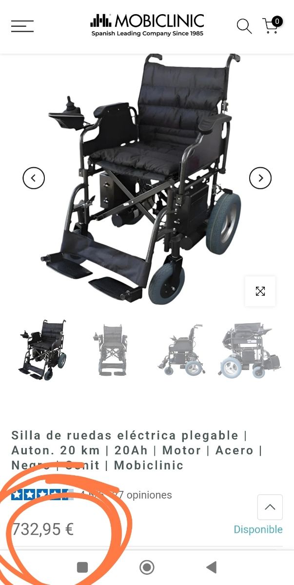 Silla ruedas eléctrica plegable